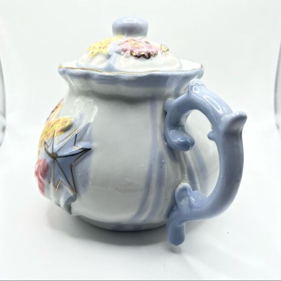 Seashell Ceramic Teapot Pastel Colors and Gold Accents - Picture 5 of 12